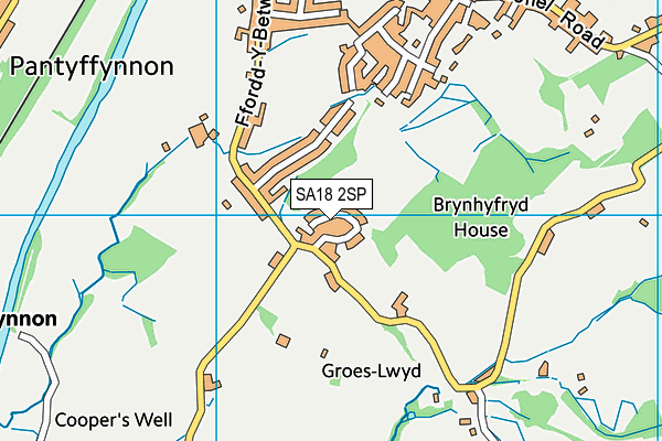 SA18 2SP map - OS VectorMap District (Ordnance Survey)