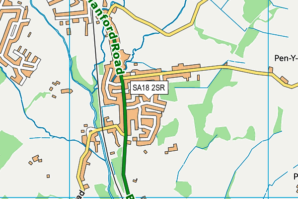 SA18 2SR map - OS VectorMap District (Ordnance Survey)