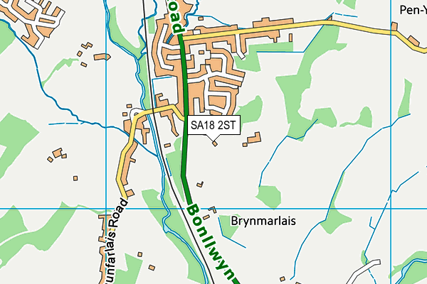 SA18 2ST map - OS VectorMap District (Ordnance Survey)