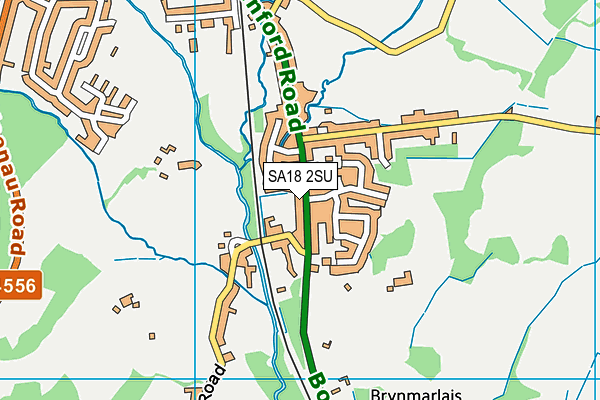 SA18 2SU map - OS VectorMap District (Ordnance Survey)