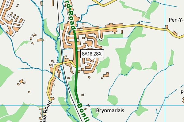 SA18 2SX map - OS VectorMap District (Ordnance Survey)