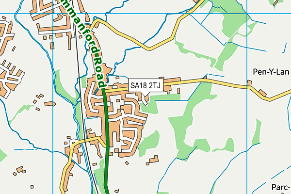 SA18 2TJ map - OS VectorMap District (Ordnance Survey)