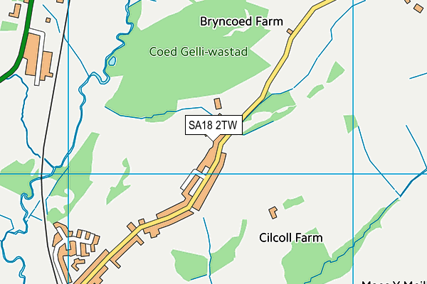 SA18 2TW map - OS VectorMap District (Ordnance Survey)