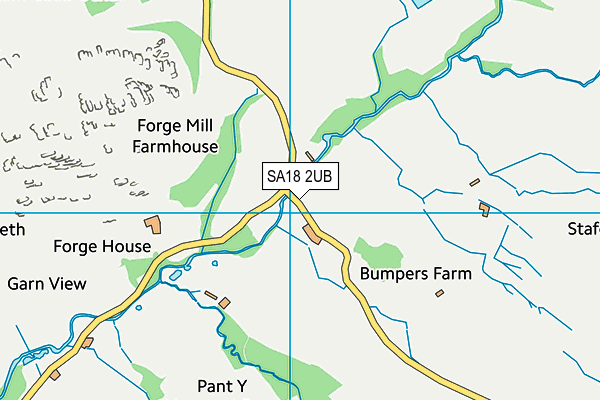 SA18 2UB map - OS VectorMap District (Ordnance Survey)