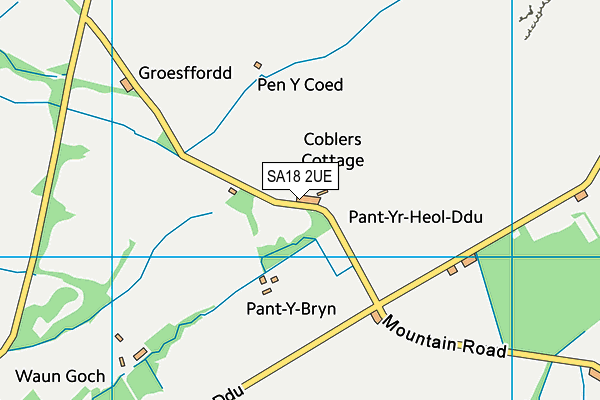 SA18 2UE map - OS VectorMap District (Ordnance Survey)