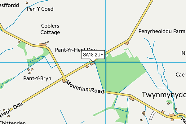 SA18 2UF map - OS VectorMap District (Ordnance Survey)