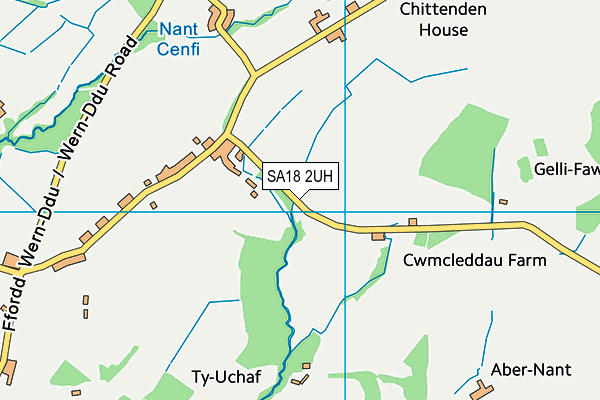 SA18 2UH map - OS VectorMap District (Ordnance Survey)