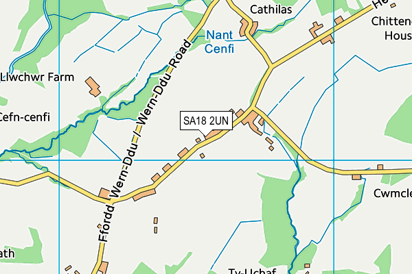 SA18 2UN map - OS VectorMap District (Ordnance Survey)