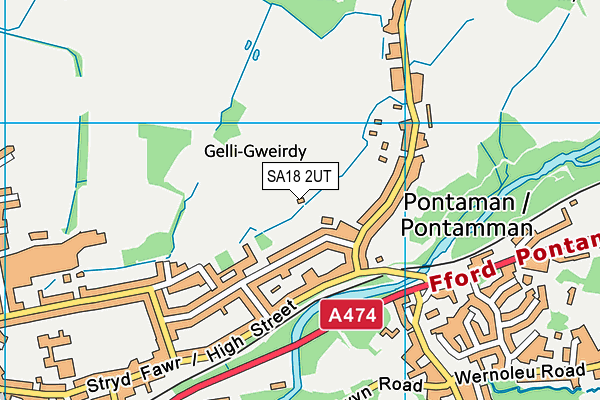 SA18 2UT map - OS VectorMap District (Ordnance Survey)