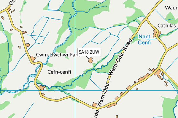 SA18 2UW map - OS VectorMap District (Ordnance Survey)