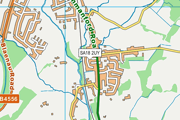 SA18 2UY map - OS VectorMap District (Ordnance Survey)