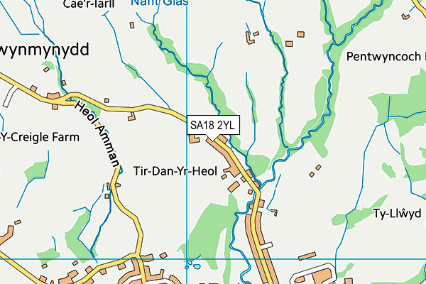 SA18 2YL map - OS VectorMap District (Ordnance Survey)