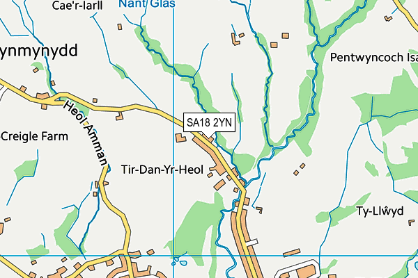 SA18 2YN map - OS VectorMap District (Ordnance Survey)