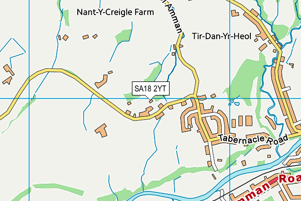 SA18 2YT map - OS VectorMap District (Ordnance Survey)
