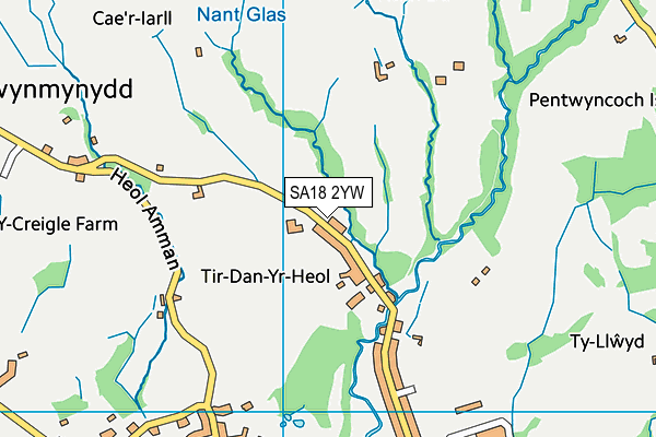 SA18 2YW map - OS VectorMap District (Ordnance Survey)
