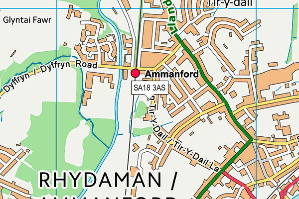 SA18 3AS map - OS VectorMap District (Ordnance Survey)