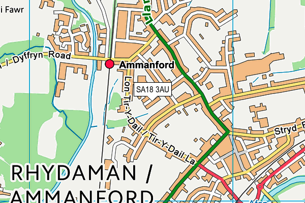 SA18 3AU map - OS VectorMap District (Ordnance Survey)