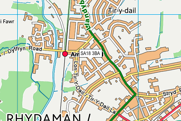 SA18 3BA map - OS VectorMap District (Ordnance Survey)