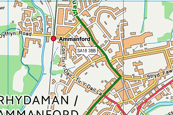 SA18 3BB map - OS VectorMap District (Ordnance Survey)