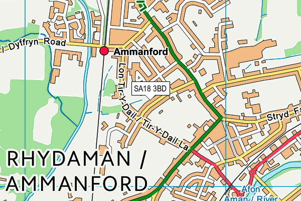 SA18 3BD map - OS VectorMap District (Ordnance Survey)