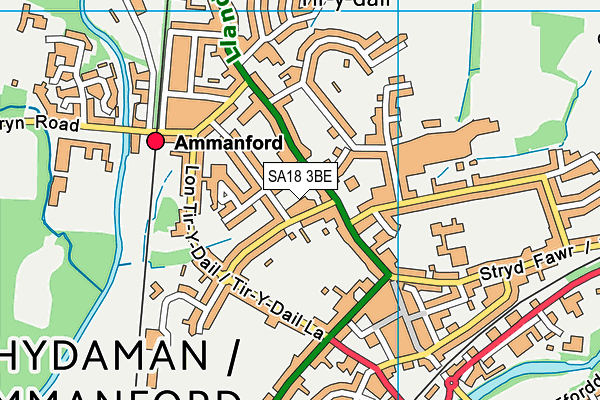 SA18 3BE map - OS VectorMap District (Ordnance Survey)