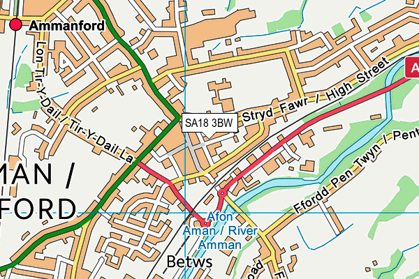 SA18 3BW map - OS VectorMap District (Ordnance Survey)