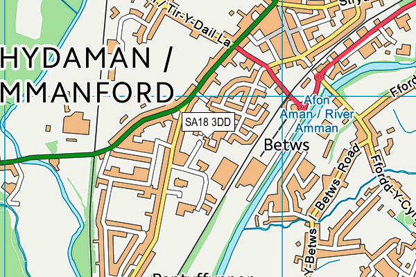 SA18 3DD map - OS VectorMap District (Ordnance Survey)