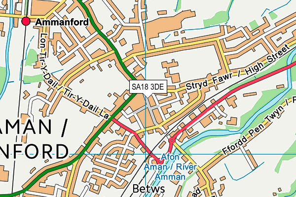 SA18 3DE map - OS VectorMap District (Ordnance Survey)