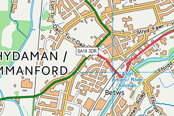 SA18 3DR map - OS VectorMap District (Ordnance Survey)