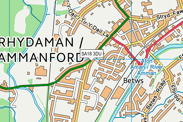 SA18 3DU map - OS VectorMap District (Ordnance Survey)