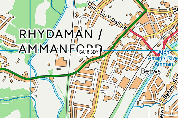 SA18 3DY map - OS VectorMap District (Ordnance Survey)