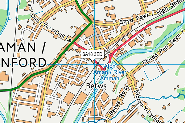 SA18 3ED map - OS VectorMap District (Ordnance Survey)