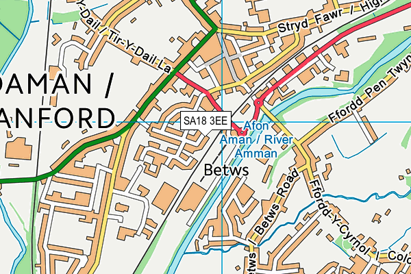 SA18 3EE map - OS VectorMap District (Ordnance Survey)