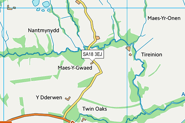 SA18 3EJ map - OS VectorMap District (Ordnance Survey)