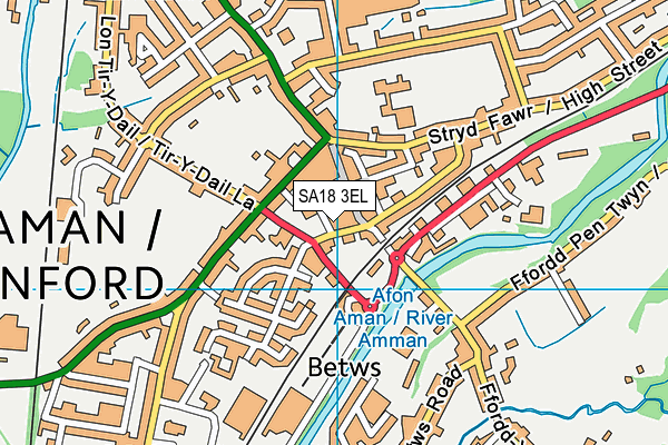 SA18 3EL map - OS VectorMap District (Ordnance Survey)