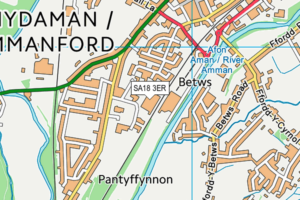 SA18 3ER map - OS VectorMap District (Ordnance Survey)