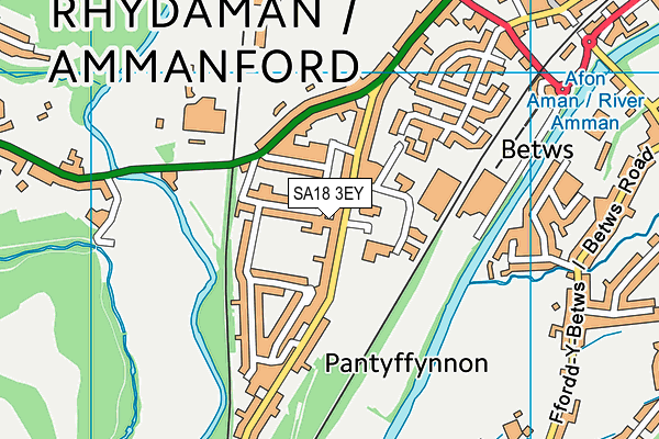 SA18 3EY map - OS VectorMap District (Ordnance Survey)