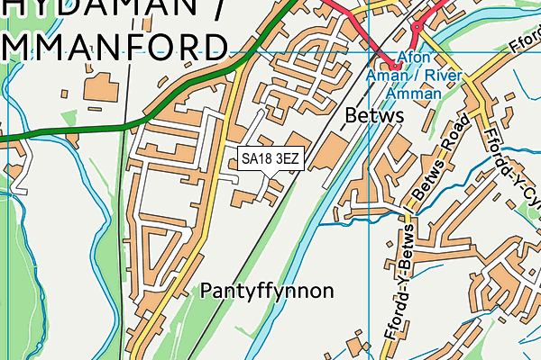 SA18 3EZ map - OS VectorMap District (Ordnance Survey)