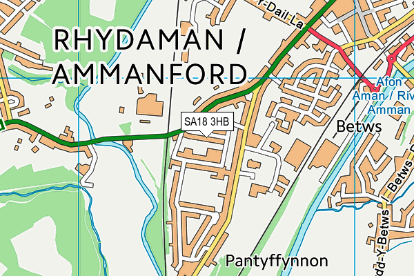Ysgol Gynradd Parcyrhun map (SA18 3HB) - OS VectorMap District (Ordnance Survey)
