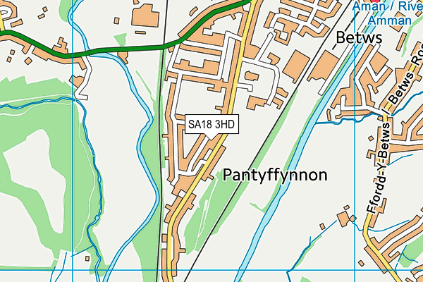 SA18 3HD map - OS VectorMap District (Ordnance Survey)