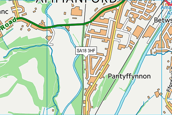 SA18 3HF map - OS VectorMap District (Ordnance Survey)