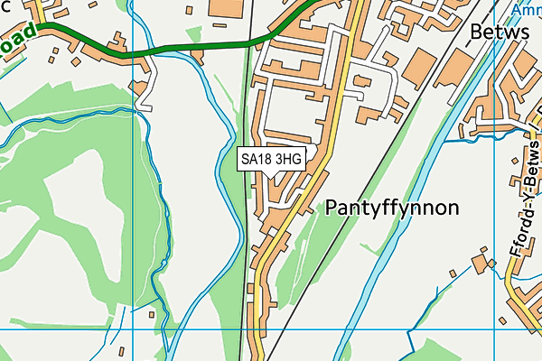 SA18 3HG map - OS VectorMap District (Ordnance Survey)