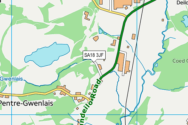 SA18 3JF map - OS VectorMap District (Ordnance Survey)