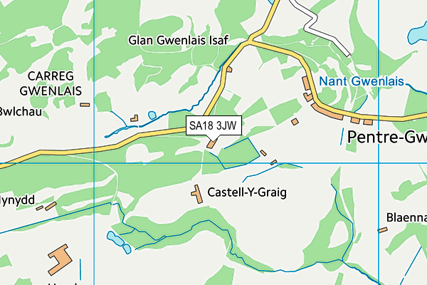 SA18 3JW map - OS VectorMap District (Ordnance Survey)