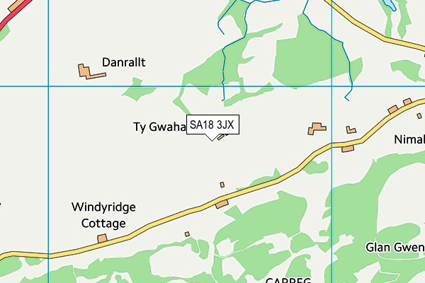 SA18 3JX map - OS VectorMap District (Ordnance Survey)