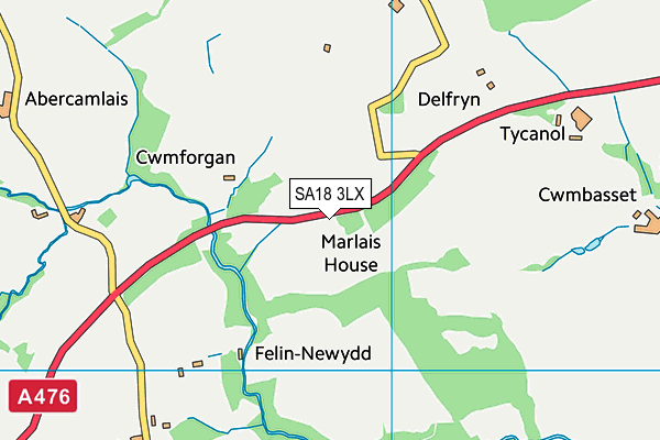 SA18 3LX map - OS VectorMap District (Ordnance Survey)