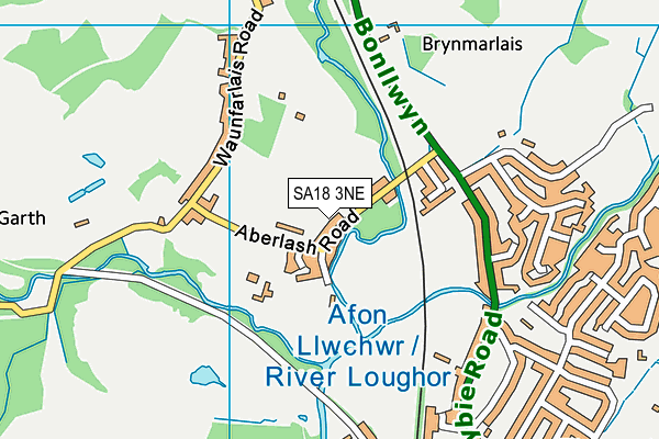 SA18 3NE map - OS VectorMap District (Ordnance Survey)