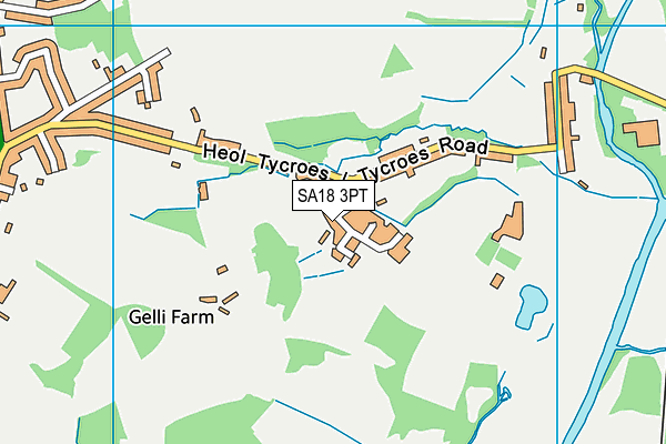 SA18 3PT map - OS VectorMap District (Ordnance Survey)