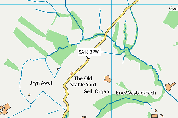 SA18 3PW map - OS VectorMap District (Ordnance Survey)