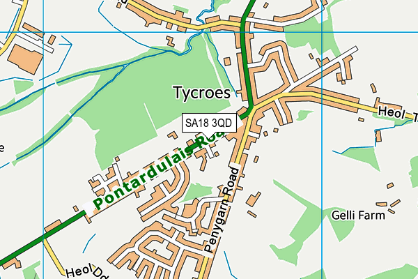 Ysgol Gynradd Tycroes map (SA18 3QD) - OS VectorMap District (Ordnance Survey)